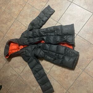 Michael Kors Black Puffer Coat with orange lining